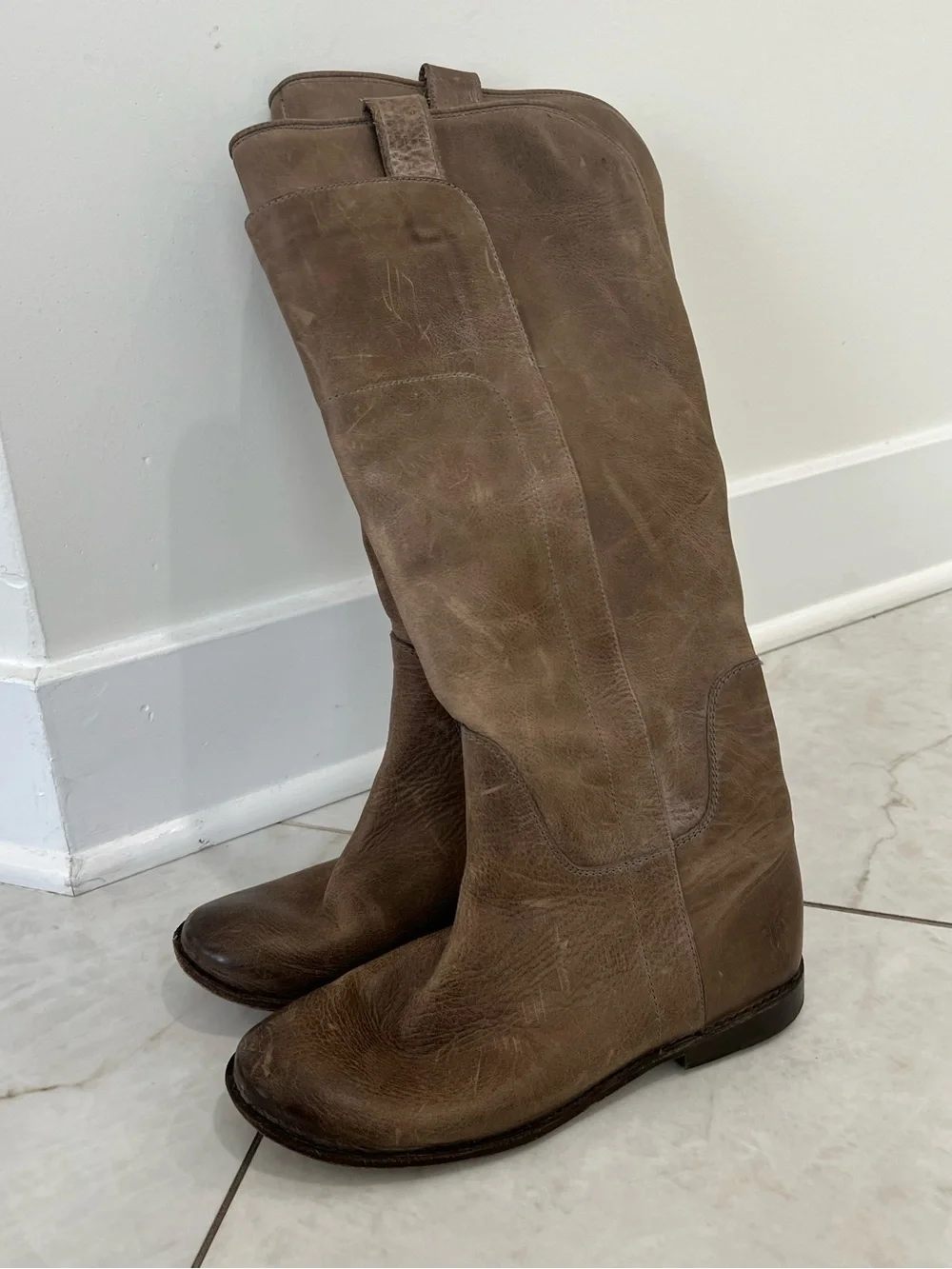 Frye Tan Paige Leather Tall Leather Boots Size 6.5 US